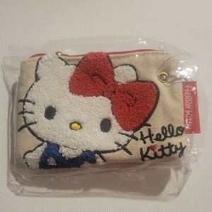 RARE Hello Kitty Red and White Zipper Pouch Wallet Embroidered